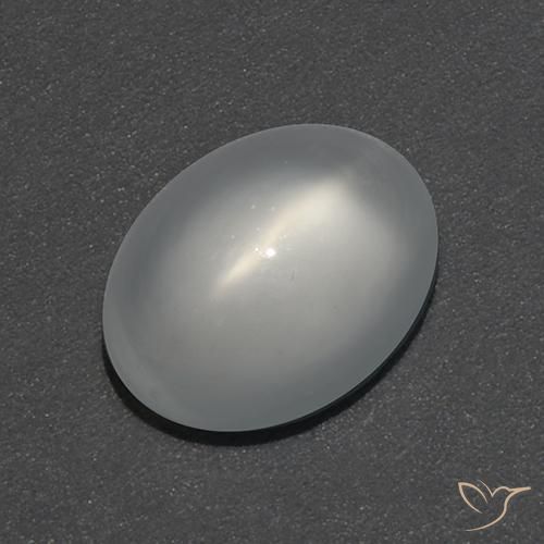 Pierre de lune œil de chat Blanc naturelle ovale, 0.97 ct, Transparent