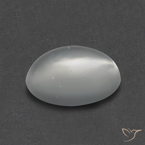 Pierre de lune œil de chat Blanc naturelle ovale, 0.97 ct, Transparent