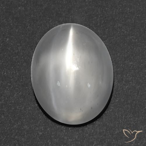 Pierre de lune œil de chat Blanc naturelle Coupe ovale, 1.89 ct, Transparent