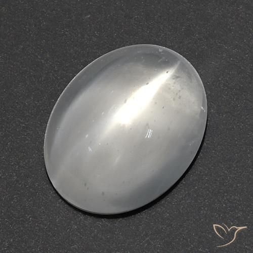 Pierre de lune œil de chat Blanc naturelle Coupe ovale, 1.89 ct, Transparent