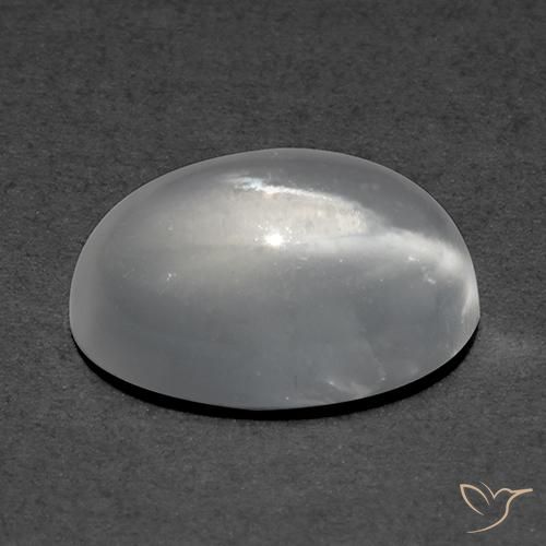 Pierre de lune œil de chat Blanc naturelle Coupe ovale, 1.89 ct, Transparent
