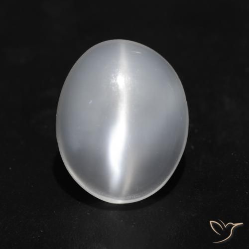 1.49ct Naturel Blanc translucide Pierre de lune œil de chat, ovale, Transparent