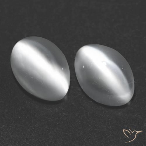 Achetez naturel 1.97ct Blanc Pierre de lune œil de chat gems, Coupe ovale, En provenance Inde chez GemSelect. En stock, livraison internationale!