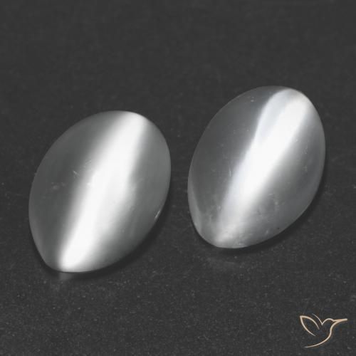 Achetez naturel 1.97ct Blanc Pierre de lune œil de chat gems, Coupe ovale, En provenance Inde chez GemSelect. En stock, livraison internationale!