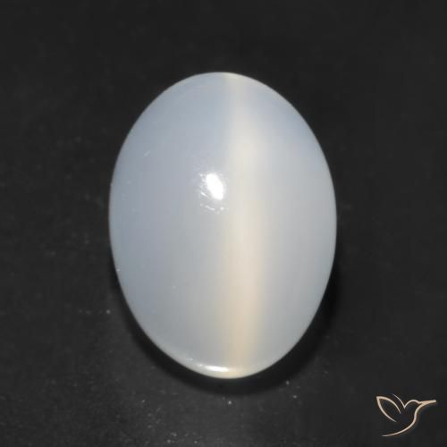 Pierre de lune œil de chat Blanc translucide naturelle Coupe ovale, 1.64 ct, Transparent