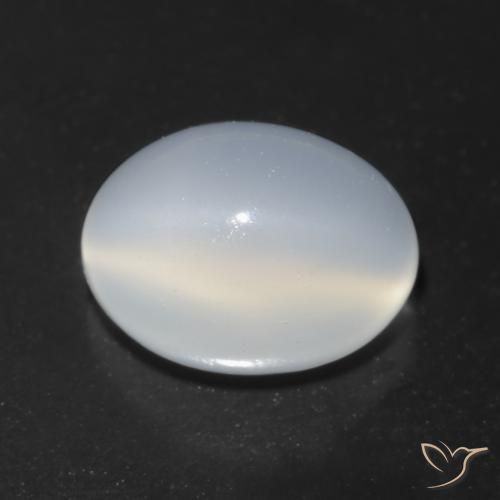 Pierre de lune œil de chat Blanc translucide naturelle Coupe ovale, 1.64 ct, Transparent