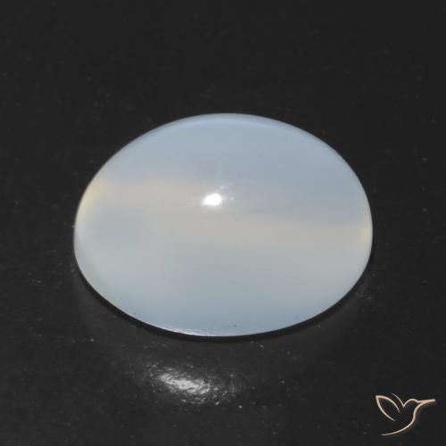 Pierre de lune œil de chat Blanc translucide naturelle Coupe ovale, 1.64 ct, Transparent
