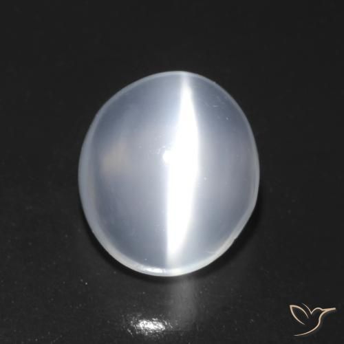 Pierre de lune œil de chat Blanc translucide naturelle Coupe ovale, 1.42 ct, Transparent