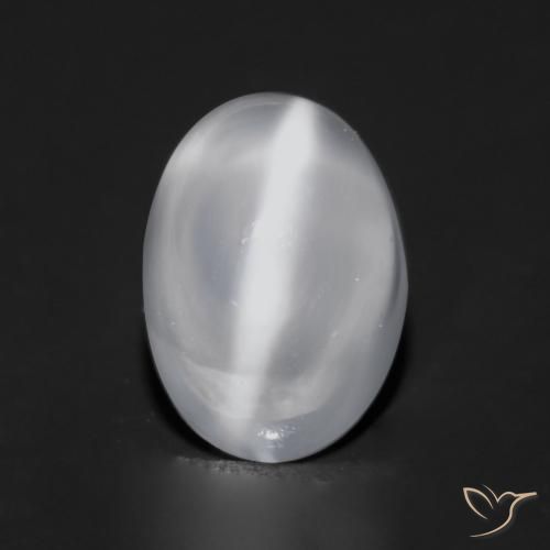 0.97ct Naturel Blanc translucide Pierre de lune œil de chat, ovale, Transparent