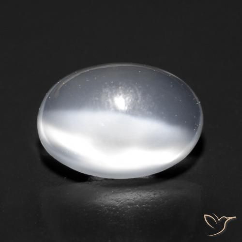 Pierre de lune œil de chat Blanc translucide naturelle ovale, 0.97 ct, Transparent