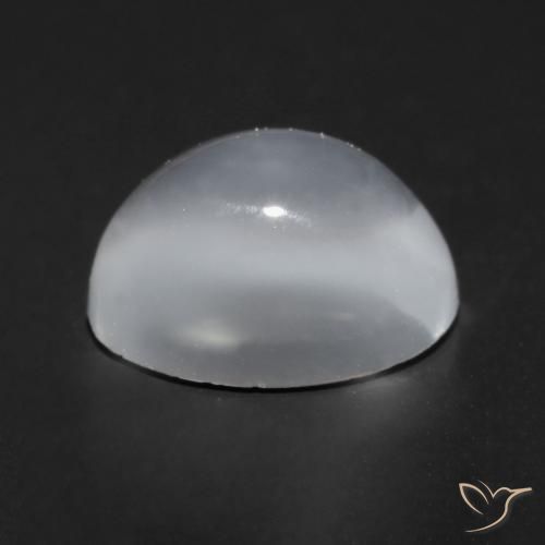 Pierre de lune œil de chat Blanc translucide naturelle ovale, 0.97 ct, Transparent