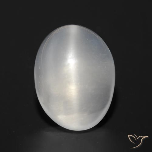 1.51ct Naturel Blanc Pierre de lune œil de chat, ovale, Transparent