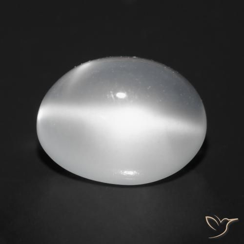 Pierre de lune œil de chat Blanc naturelle ovale, 1.51 ct, Transparent