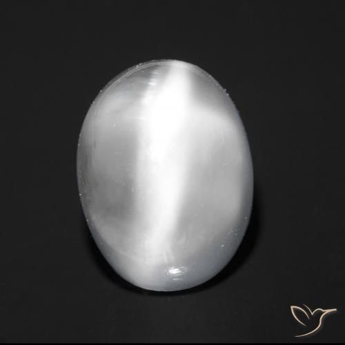 1.87ct Naturel Blanc Pierre de lune œil de chat, ovale, Transparent