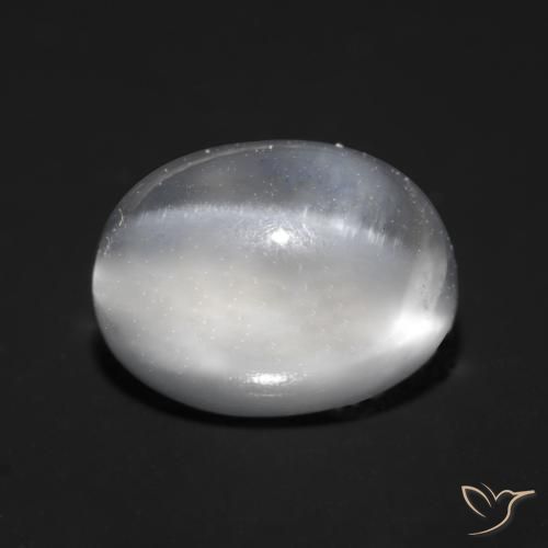Pierre de lune œil de chat Blanc naturelle ovale, 1.87 ct, Transparent