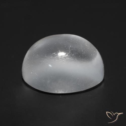 Pierre de lune œil de chat Blanc naturelle ovale, 1.87 ct, Transparent