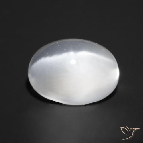 Pierre de lune œil de chat Blanc naturelle ovale, 1.06 ct, Transparent
