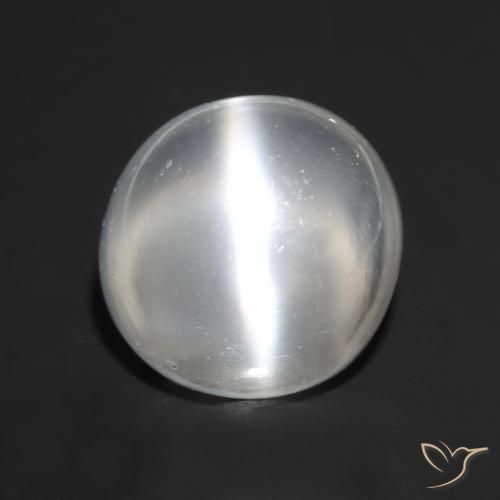Pierre de lune œil de chat Blanc naturelle Coupe roude, 1.57 ct, Transparent