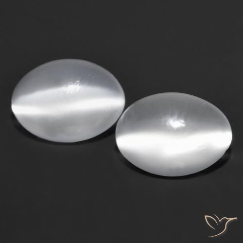 1.82ctw Naturel Blanc Oeil de chat de la Pierre de Lune, ovale, Transparent