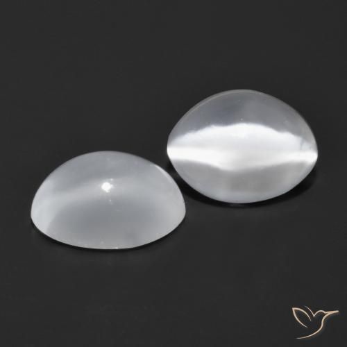 Achetez naturel 1,65ct blanc pierre de lune œil de chat gems, coupe ovale, en provenance inde chez gemselect. en stock, livraison internationale!