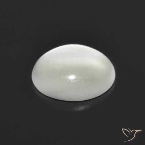 Pierre de lune œil de chat Blanc naturelle Coupe ovale, 1.48 ct, Translucide