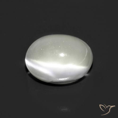 1.62ct Naturel Blanc Pierre de lune œil de chat, ovale, Translucide