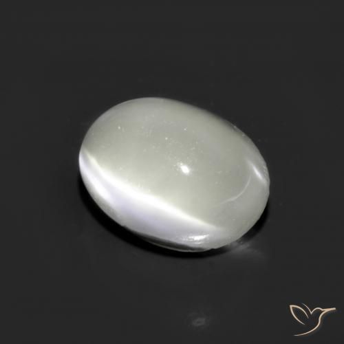 Pierre de lune œil de chat Blanc naturelle ovale, 1.62 ct, Translucide