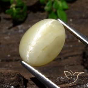 Opale œil de chat Blanc cassé et chaud naturelle ovale, 3.68 ct, Opaque