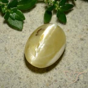 Opale œil de chat Jaune crème naturelle ovale, 3.65 ct, Opaque