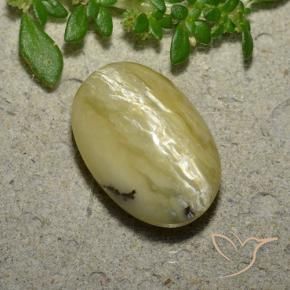 Opale œil de chat Jaune banane naturelle ovale, 5.04 ct, Opaque