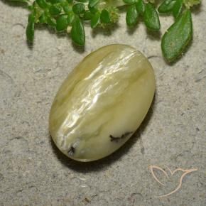 Opale œil de chat Jaune banane naturelle ovale, 5.04 ct, Opaque