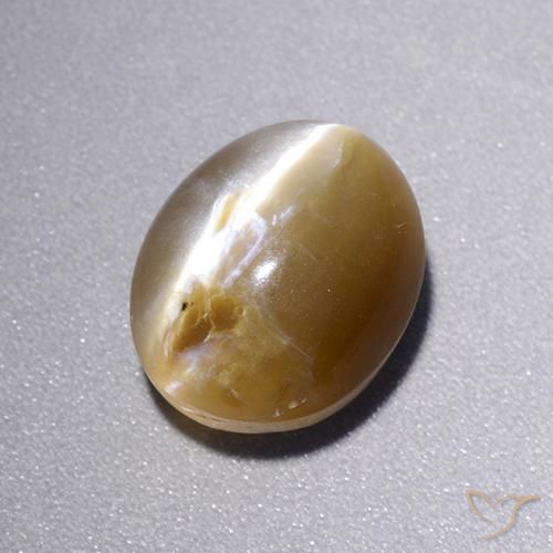Opale œil de chat Marron chaud naturelle Coupe ovale, 4.39 ct, Translucide