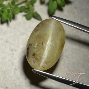 Opale œil de chat Jaune moyen naturelle ovale, 7.86 ct, Translucide