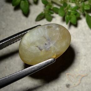 Opale œil de chat Jaune moyen naturelle ovale, 7.86 ct, Translucide