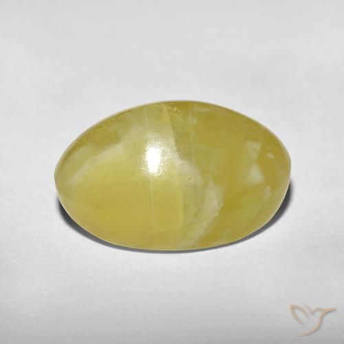 Opale œil de chat Jaune pâle naturelle ovale, 5.90 ct, Translucide