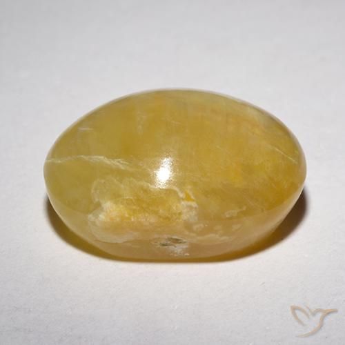Opale œil de chat Jaune moyen naturelle ovale, 6.21 ct, Translucide