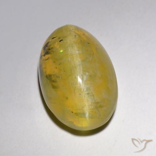 Opale œil de chat Jaune moelleux naturelle ovale, 5.25 ct, Translucide