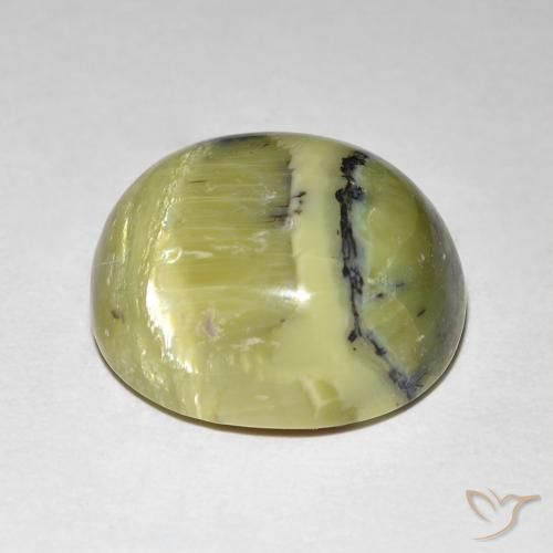 Opale œil de chat Vert jaunâtre naturelle ovale, 7.62 ct, Opaque