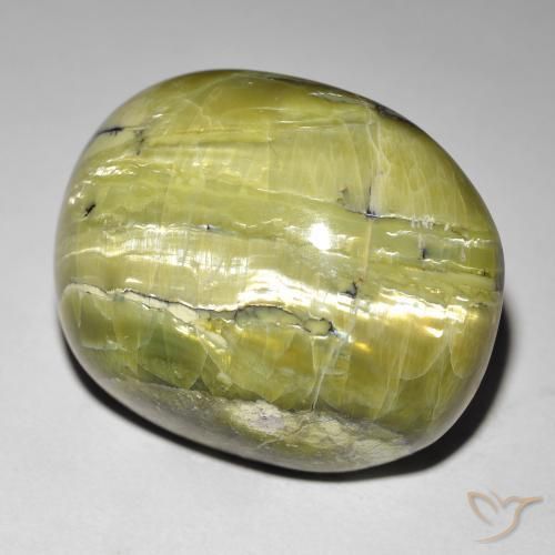 Opale œil de chat Vert moyen naturelle ovale, 38.88 ct, Opaque
