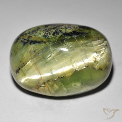 Opale œil de chat Vert jaunâtre naturelle Coupe ovale, 35.49 ct, Opaque