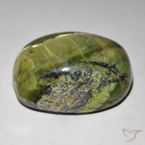 Opale œil de chat Vert jaunâtre naturelle Coupe ovale, 35.49 ct, Opaque