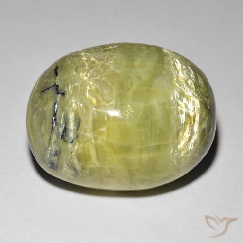 Opale œil de chat Vert chaud naturelle ovale, 14.90 ct, Opaque