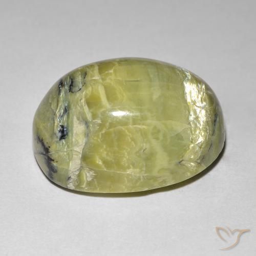 Opale œil de chat Vert chaud naturelle ovale, 14.90 ct, Opaque