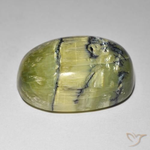 Opale œil de chat Vert moyen naturelle ovale, 21.84 ct, Opaque