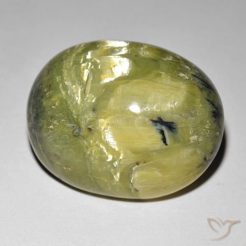 21.92ct Naturel Vert terre Opale œil de chat, ovale, Opaque