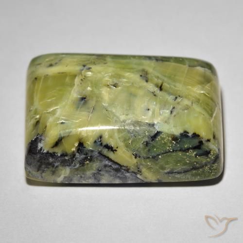 Opale œil de chat Vert chaud naturelle Baquette, 31.09 ct, Opaque