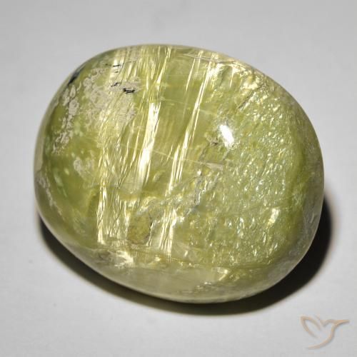25.50ct Naturel Vert moyen Opale œil de chat, ovale, Opaque