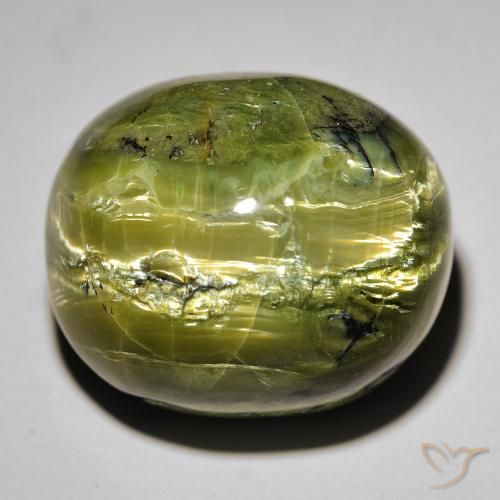 38.09ct Naturel Vert terre Opale œil de chat, ovale, Opaque