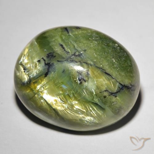 Cat's eye opal vert naturelle coupe ovale, 20,74 ct, opaque