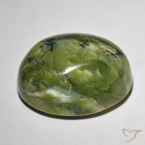 Cat's eye opal vert naturelle coupe ovale, 20,74 ct, opaque